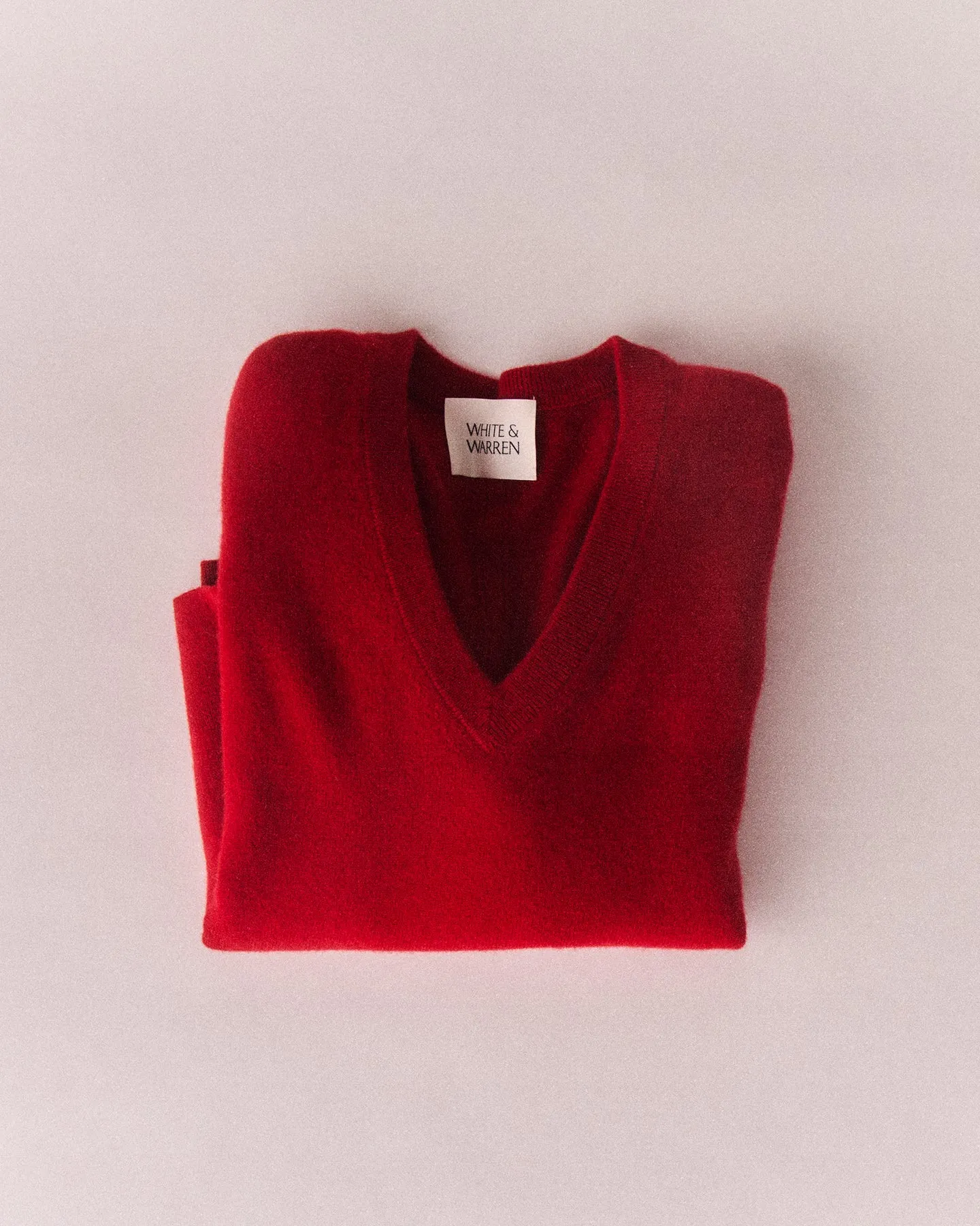 Cashmere V Neck | Deep Crimson sold by White + Warren product image thumbnail 2
