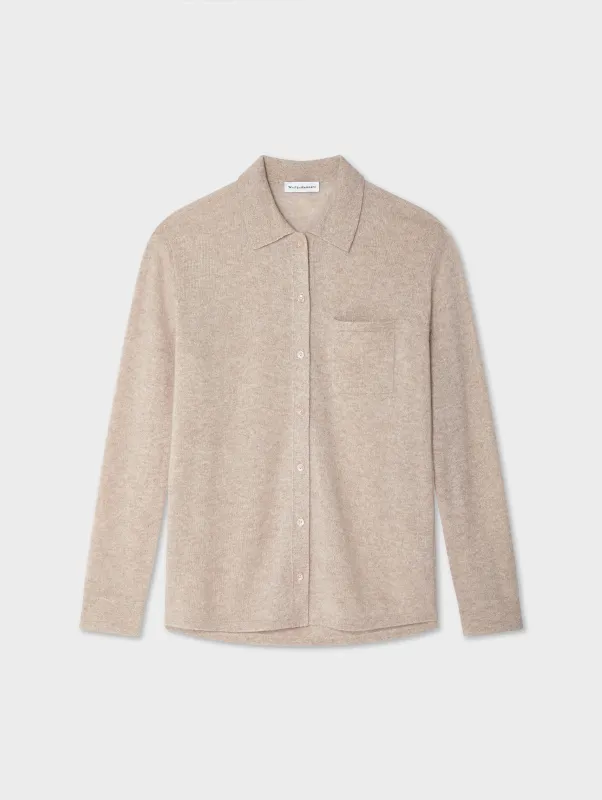 Cashmere Button Shirt | Sand Wisp Heather sold by White + Warren