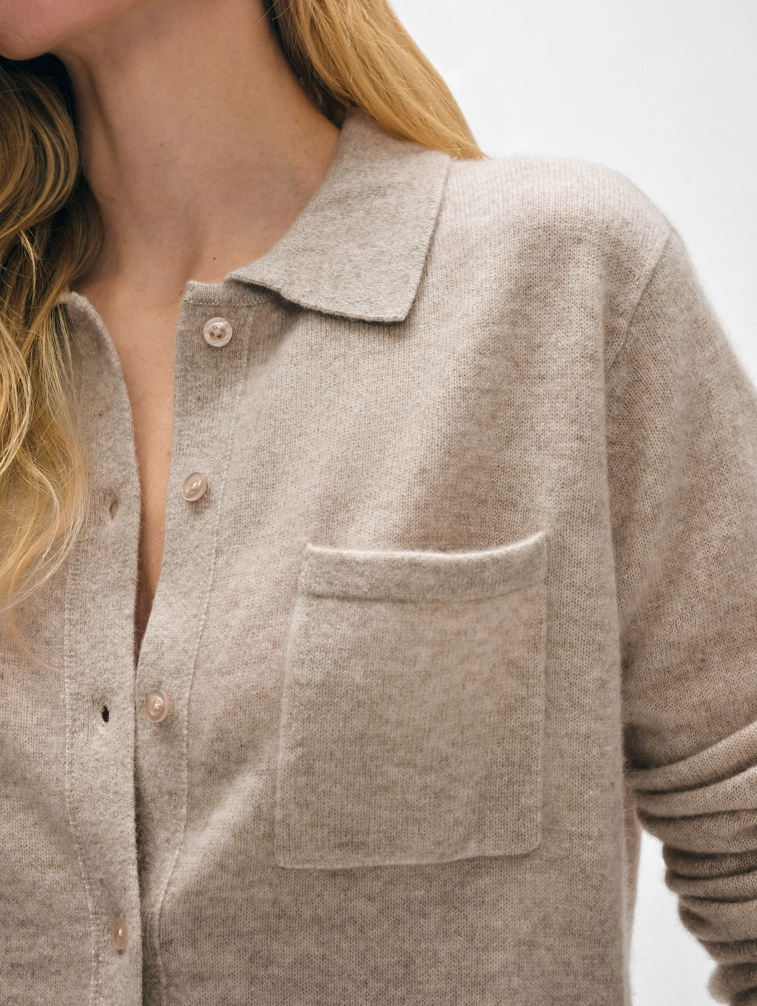Cashmere Button Shirt | Sand Wisp Heather sold by White + Warren product image thumbnail 2