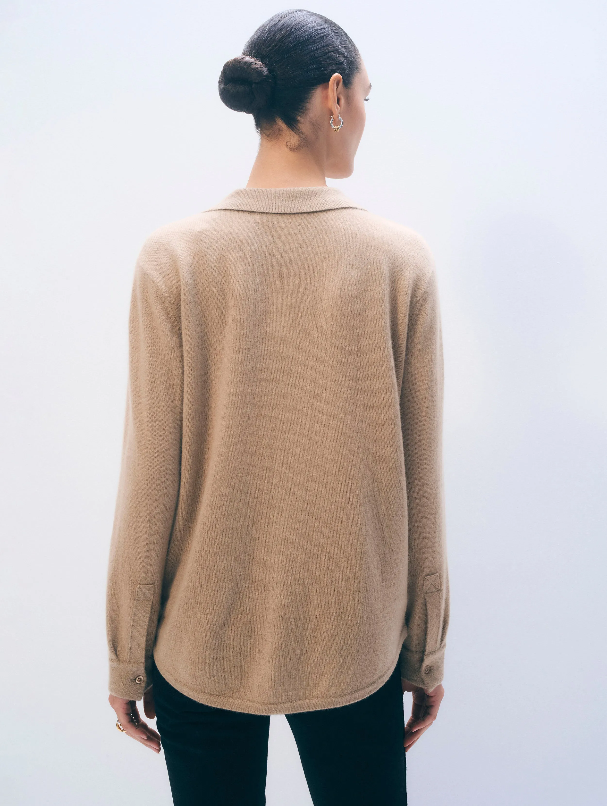 Cashmere Button Shirt | Khaki sold by White + Warren product image thumbnail 3