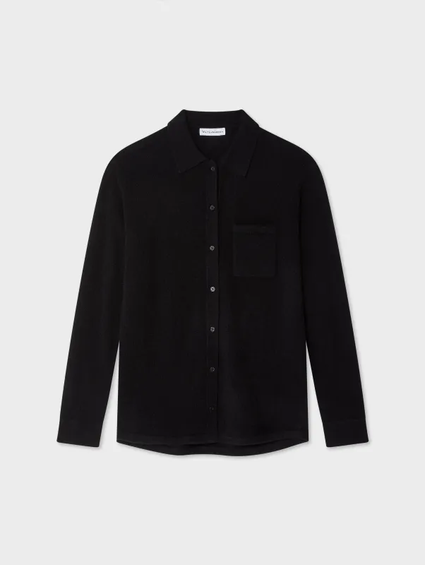 Cashmere Button Shirt | Black sold by White + Warren