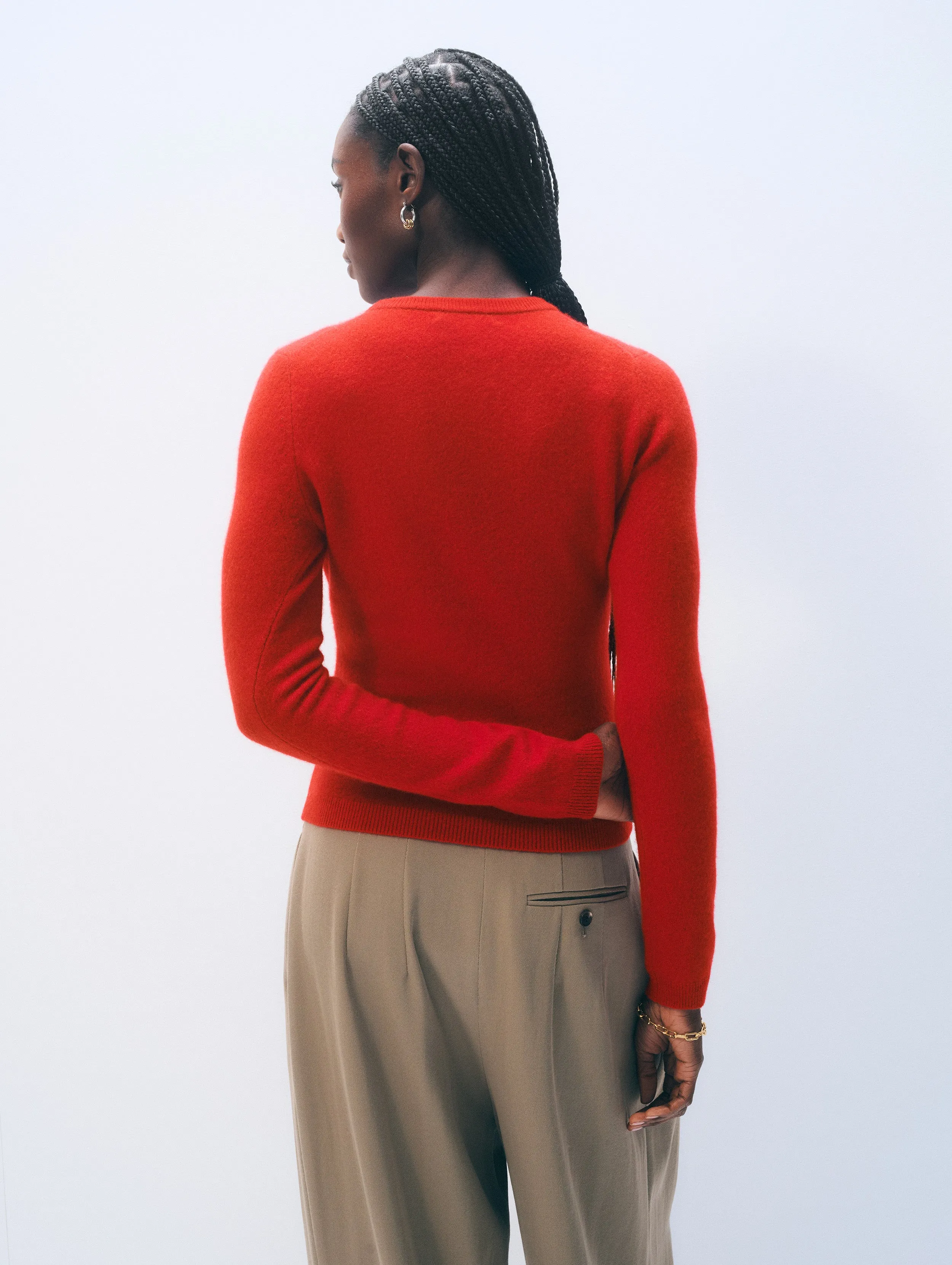 Cashmere Slim Stretch Crewneck | Deep Crimson sold by White + Warren product image thumbnail 2