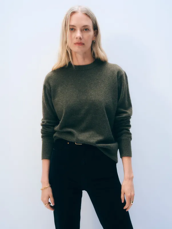 Cashmere Crewneck | Thyme Heather sold by White + Warren