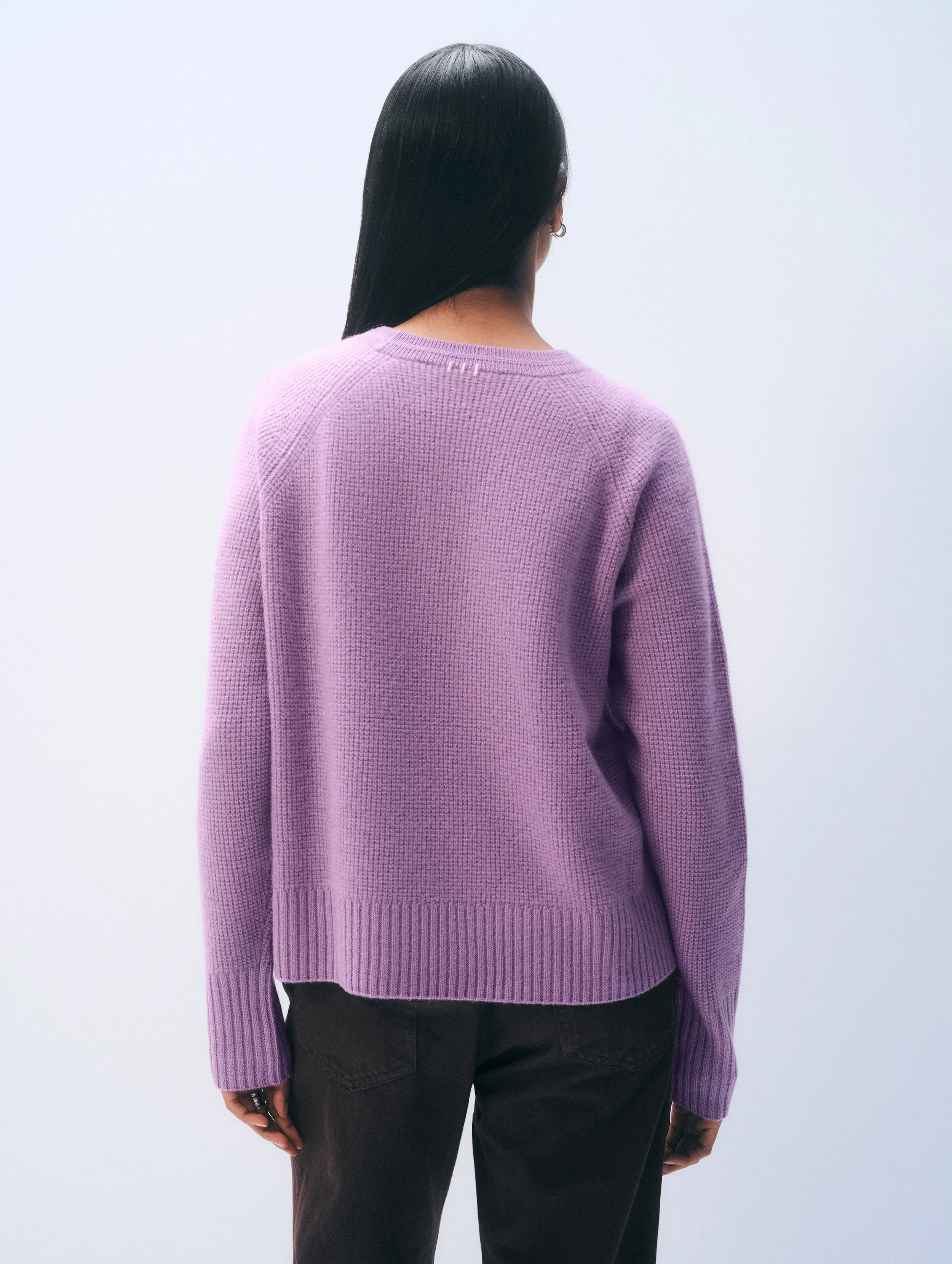 Cashmere Waffle Sweatshirt | Soft Plum sold by White + Warren product image thumbnail 3