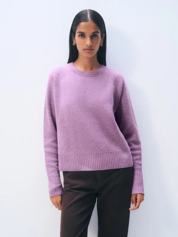 Cashmere Waffle Sweatshirt | Soft Plum sold by White + Warren