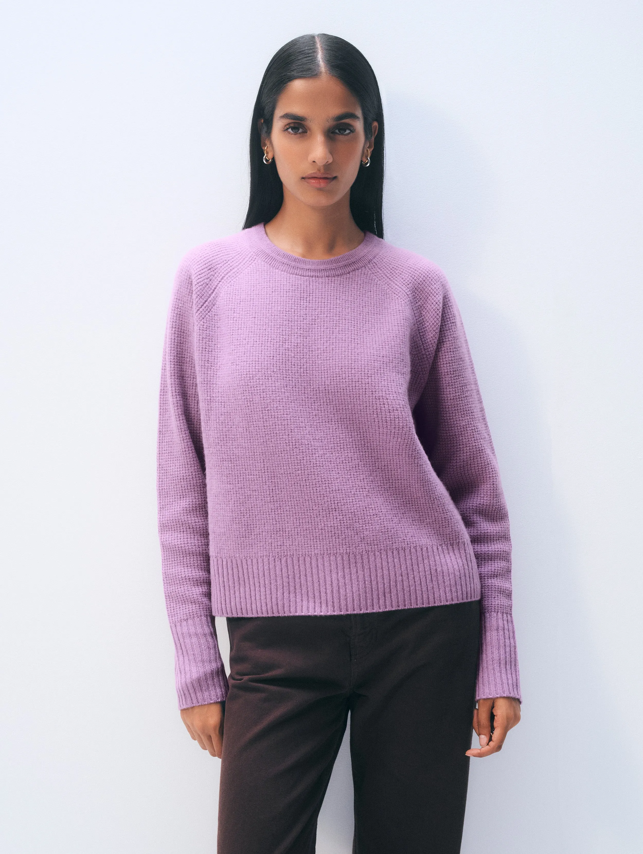 Cashmere Waffle Sweatshirt | Soft Plum sold by White + Warren
