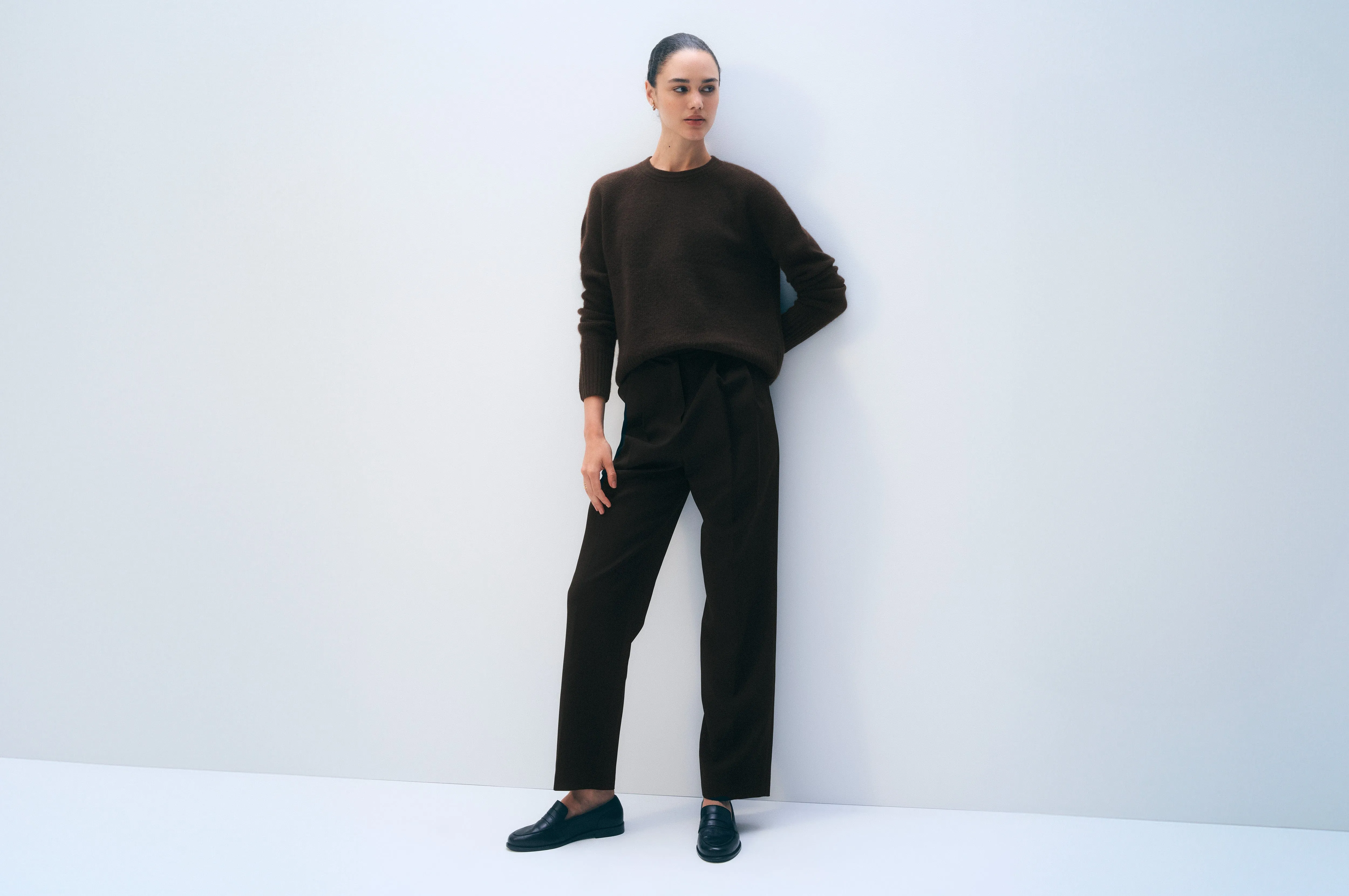 Cashmere Waffle Sweatshirt | Dark Umber sold by White + Warren product image thumbnail 5