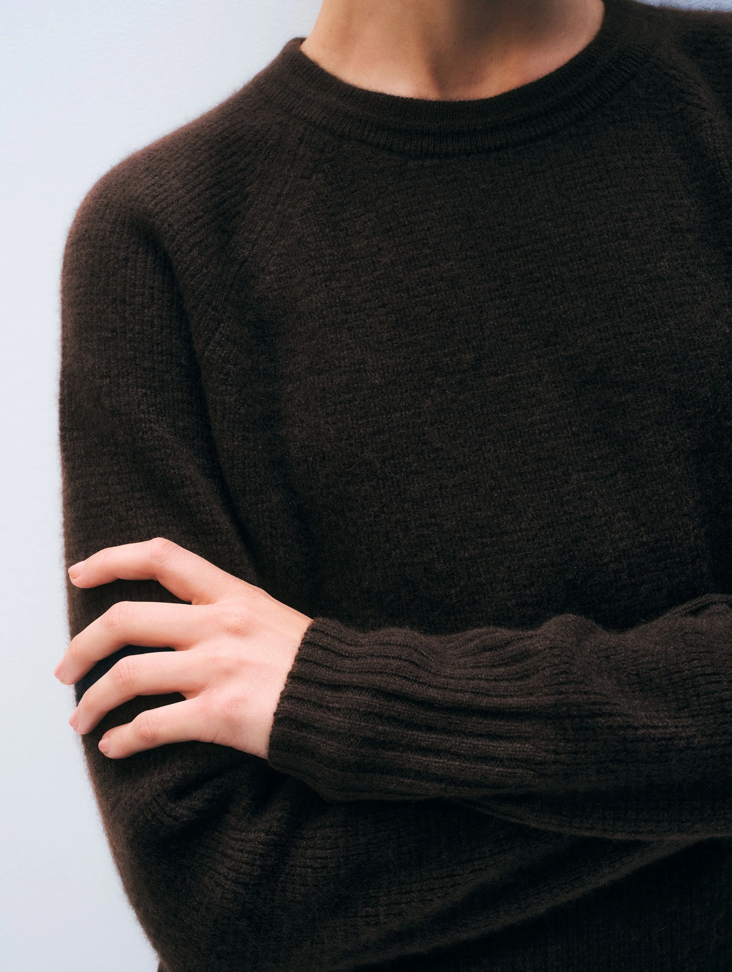 Cashmere Waffle Sweatshirt | Dark Umber sold by White + Warren product image thumbnail 2