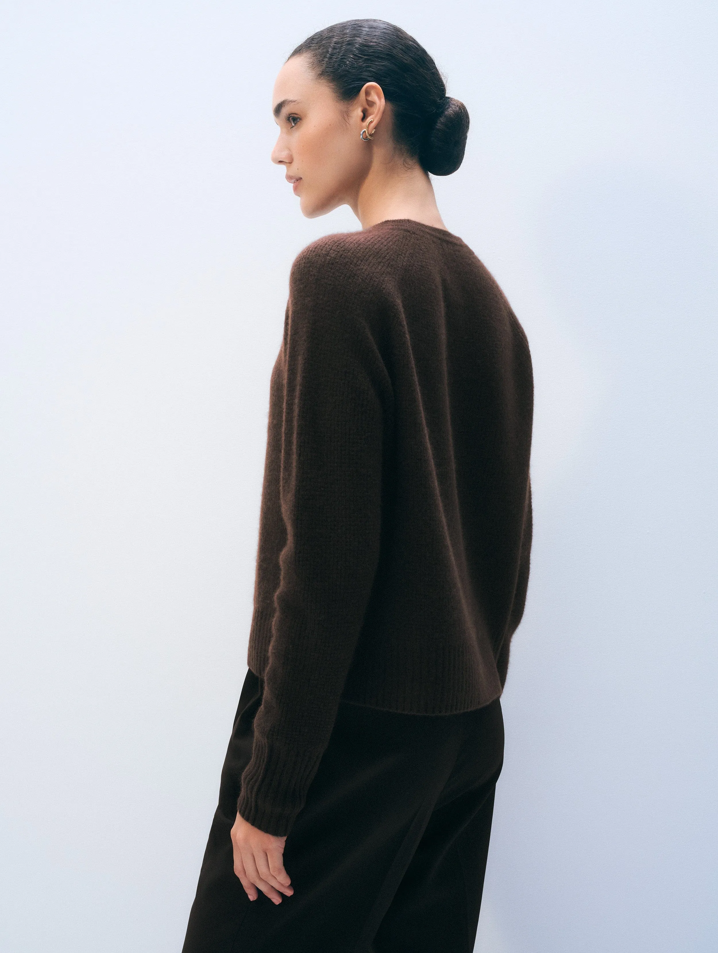 Cashmere Waffle Sweatshirt | Dark Umber sold by White + Warren product image thumbnail 3