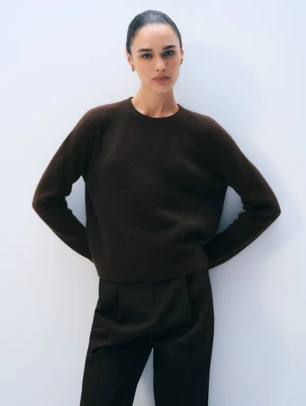 Cashmere Waffle Sweatshirt | Dark Umber sold by White + Warren
