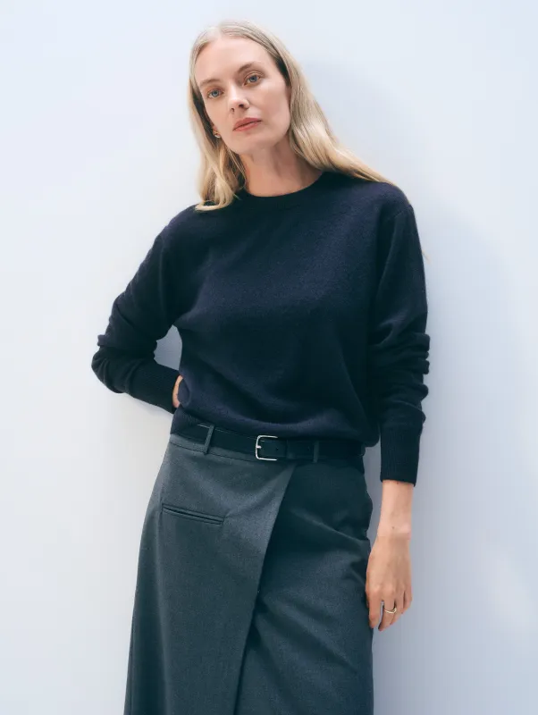 Cashmere Crewneck | Deep Navy sold by White + Warren