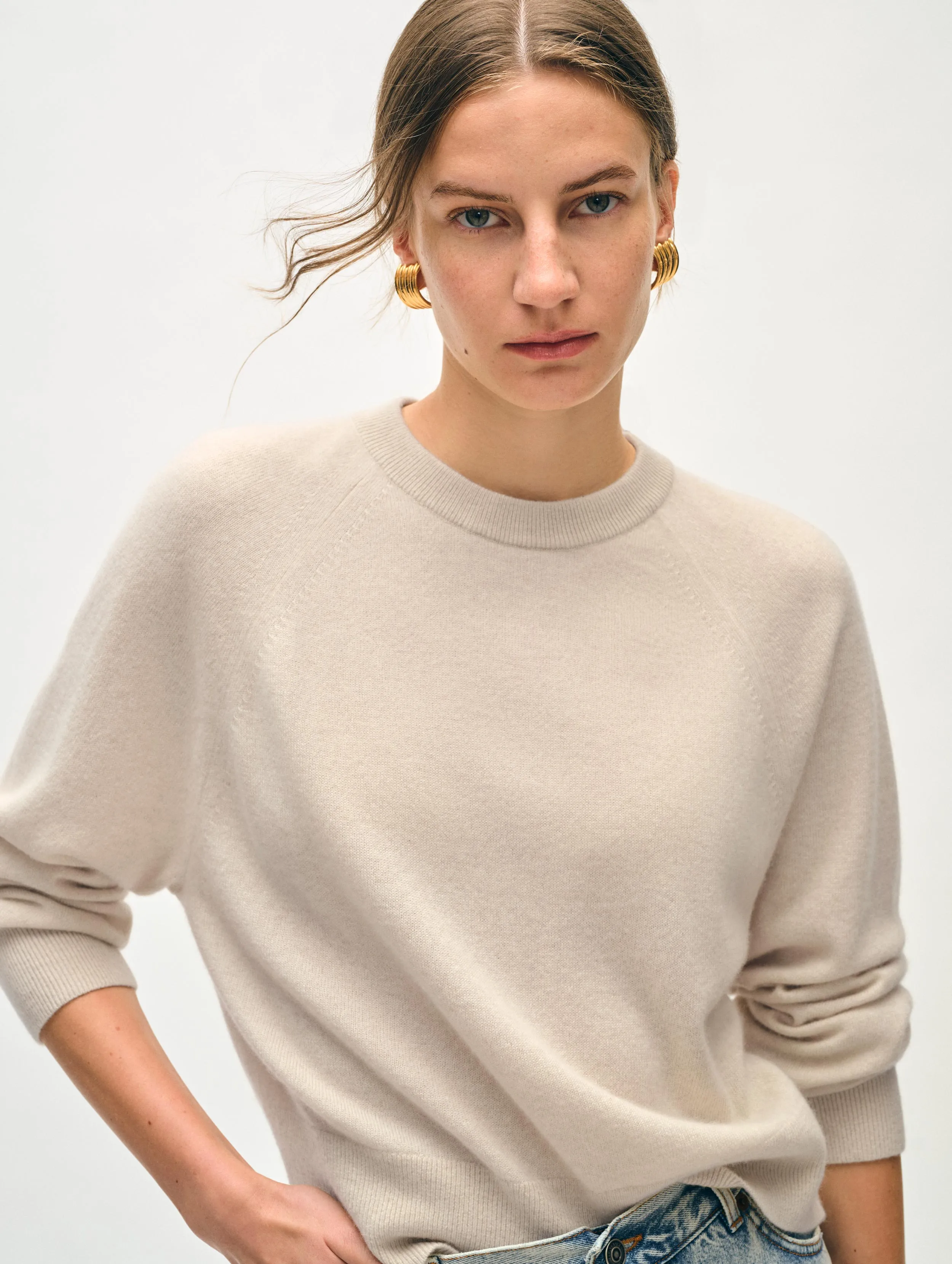 Cashmere Easy Sweatshirt | Natural Heather sold by White + Warren product image thumbnail 2
