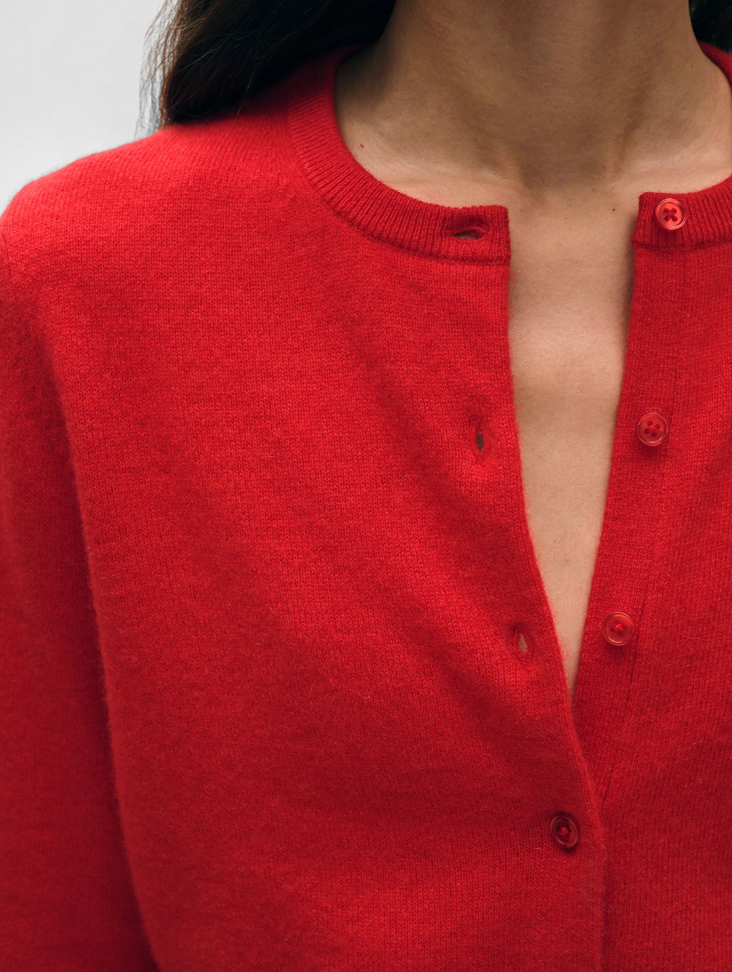 Cashmere Crewneck Cardigan | Desert Red sold by White + Warren product image thumbnail 2