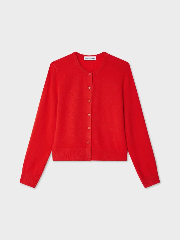 Cashmere Crewneck Cardigan | Desert Red sold by White + Warren