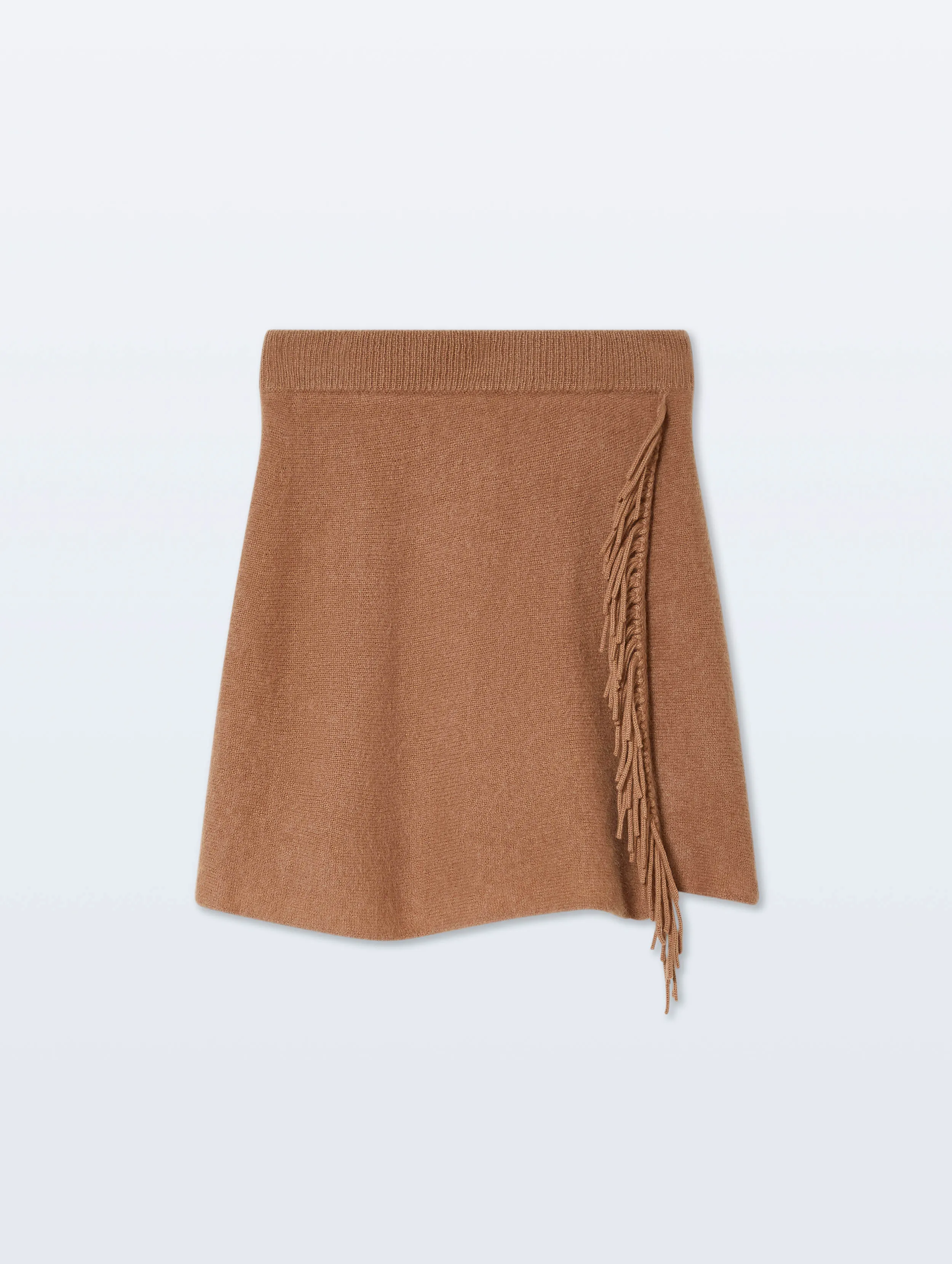 Brushed Cashmere Fringe Mini Skirt | Burnt Caramel sold by White + Warren product image thumbnail 3