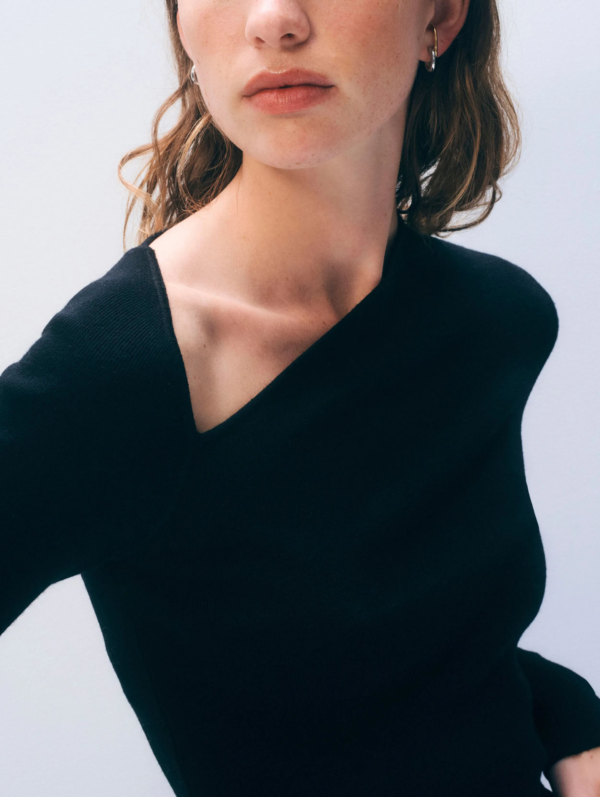 Superfine Merino Asymmetrical Top | Black sold by White + Warren product image thumbnail 2