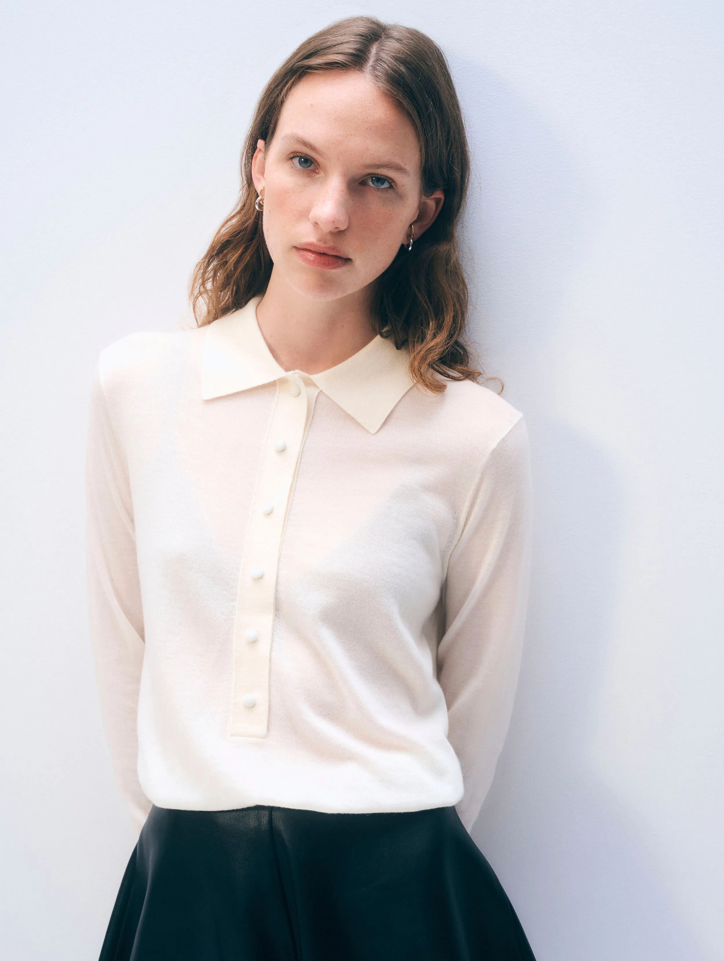 Superfine Merino Polo | Cream sold by White + Warren