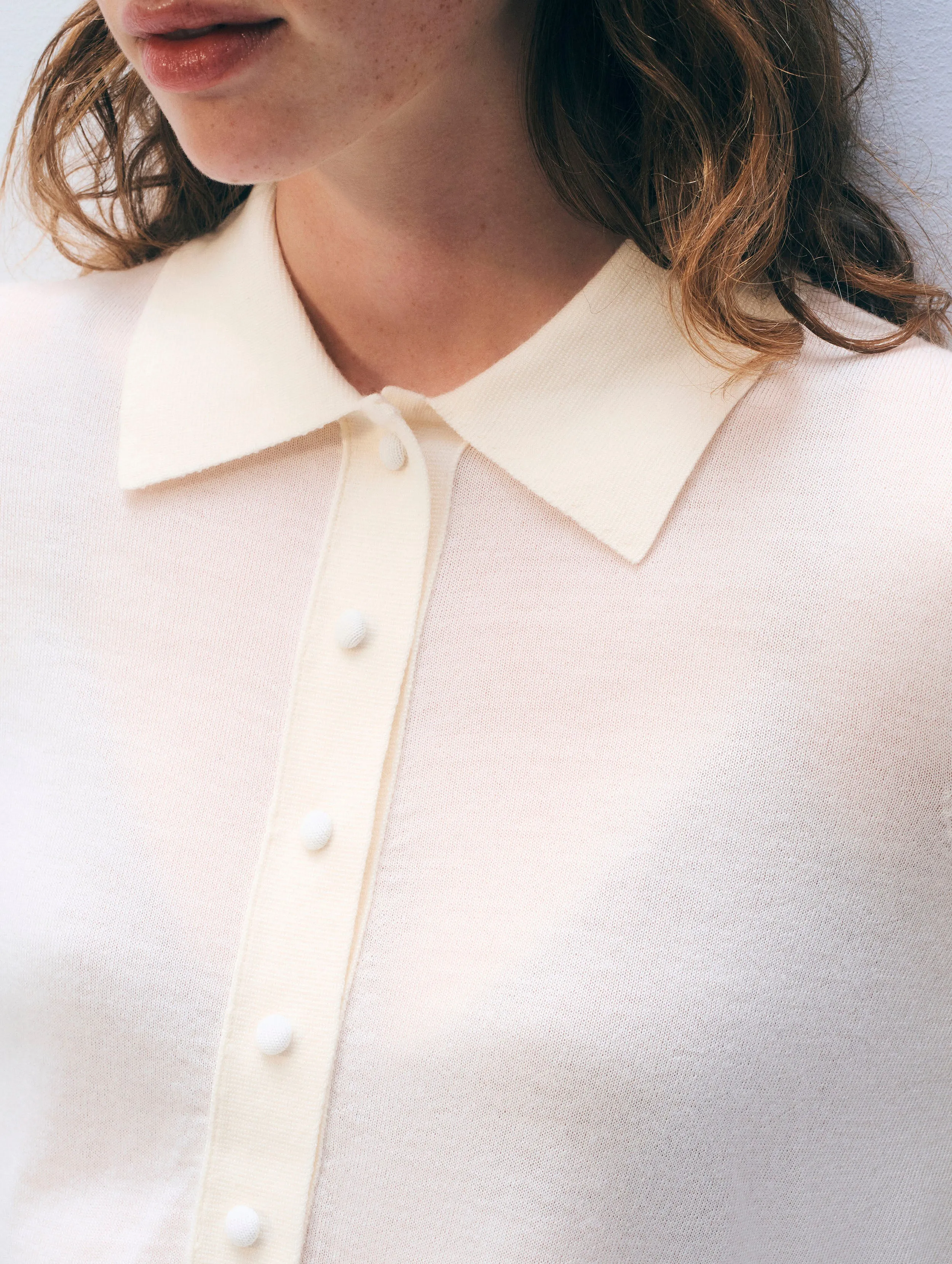 Superfine Merino Polo | Cream sold by White + Warren product image thumbnail 2