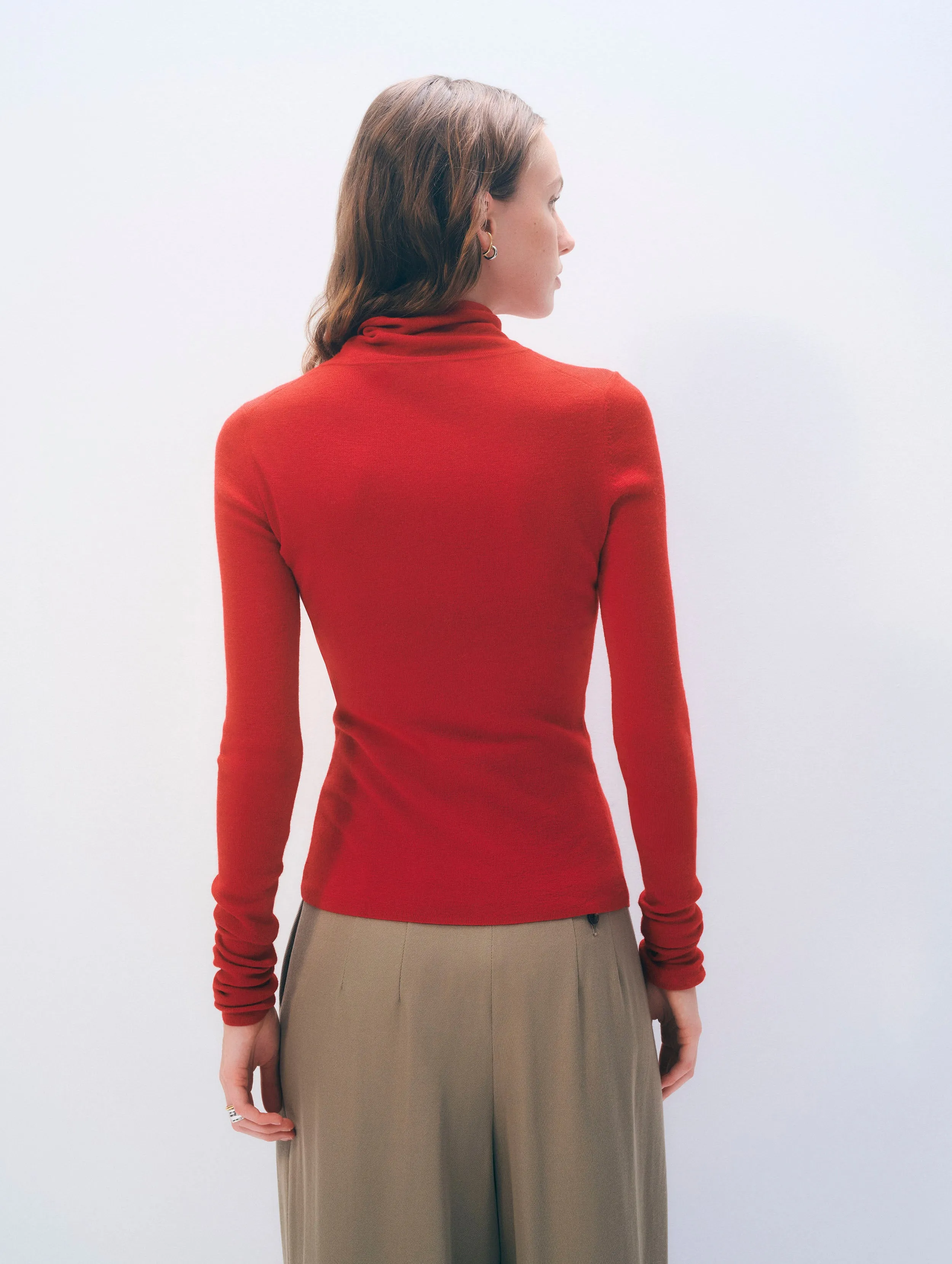 Superfine Merino Fitted Turtleneck | Cardinal Red sold by White + Warren product image thumbnail 3