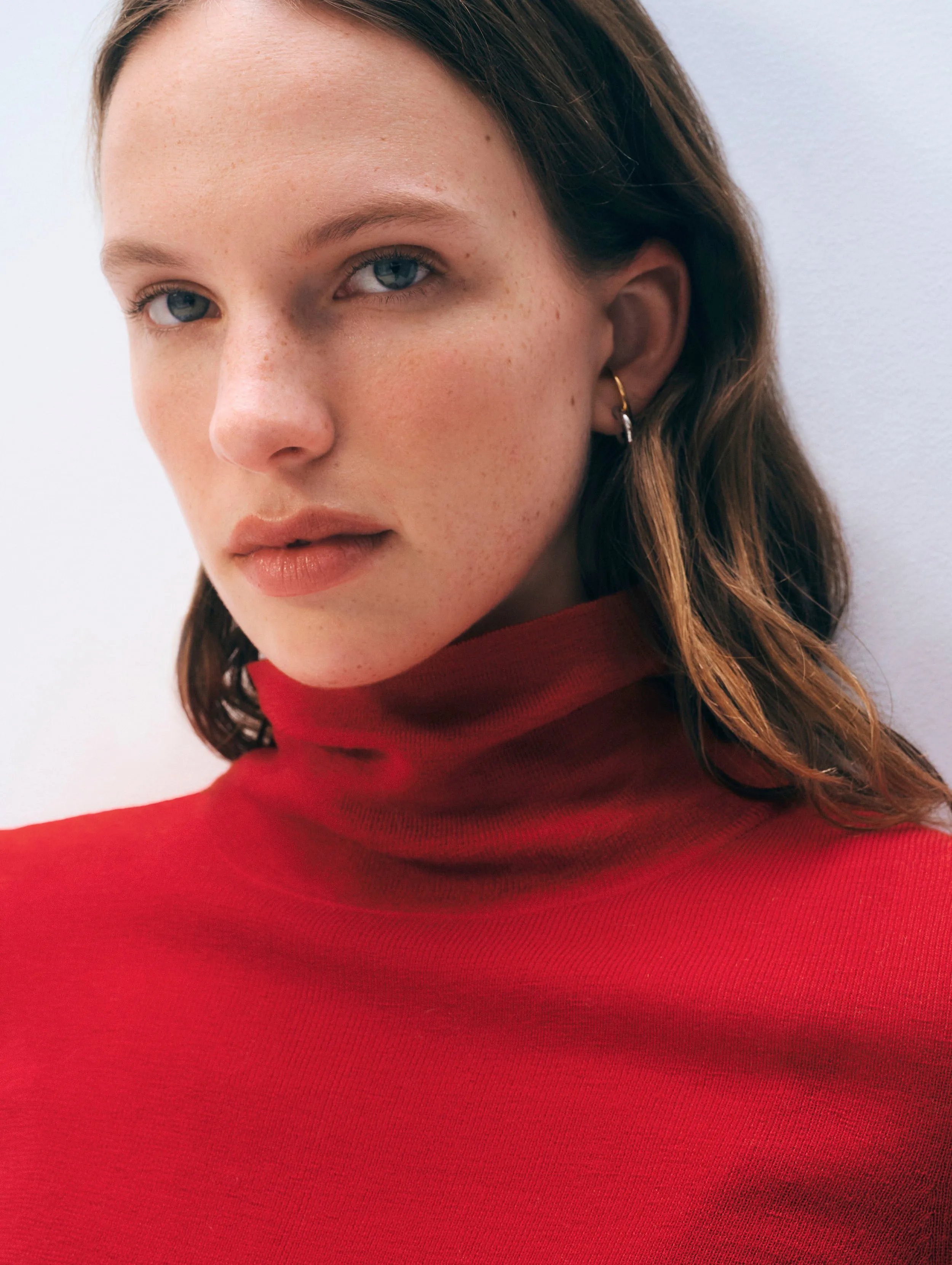 Superfine Merino Fitted Turtleneck | Cardinal Red sold by White + Warren product image thumbnail 2