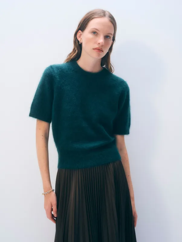 Brushed Cashmere Tee | Tealwood Green sold by White + Warren
