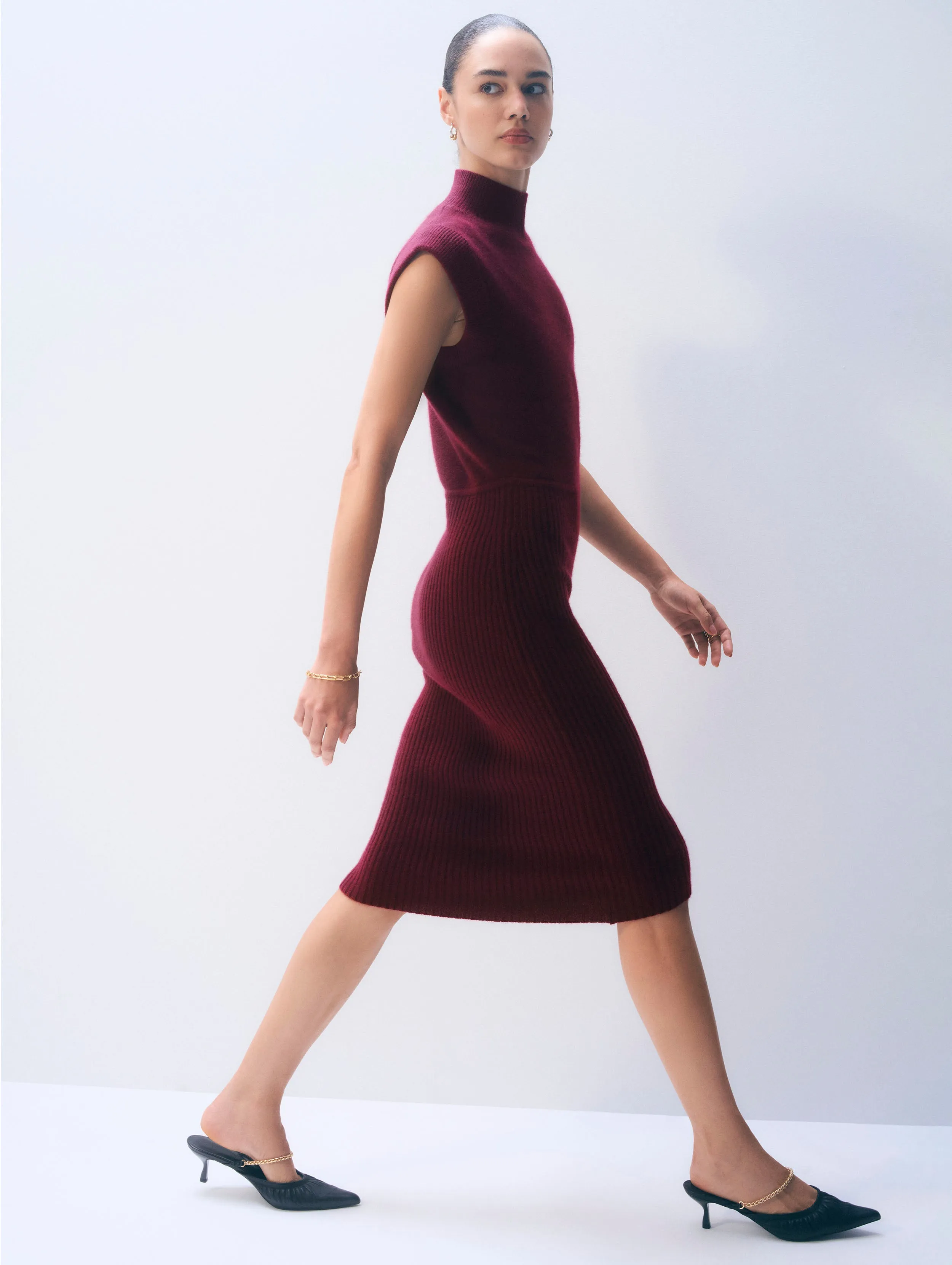 Cashmere Sleeveless Dress | Sangria sold by White + Warren product image thumbnail 4