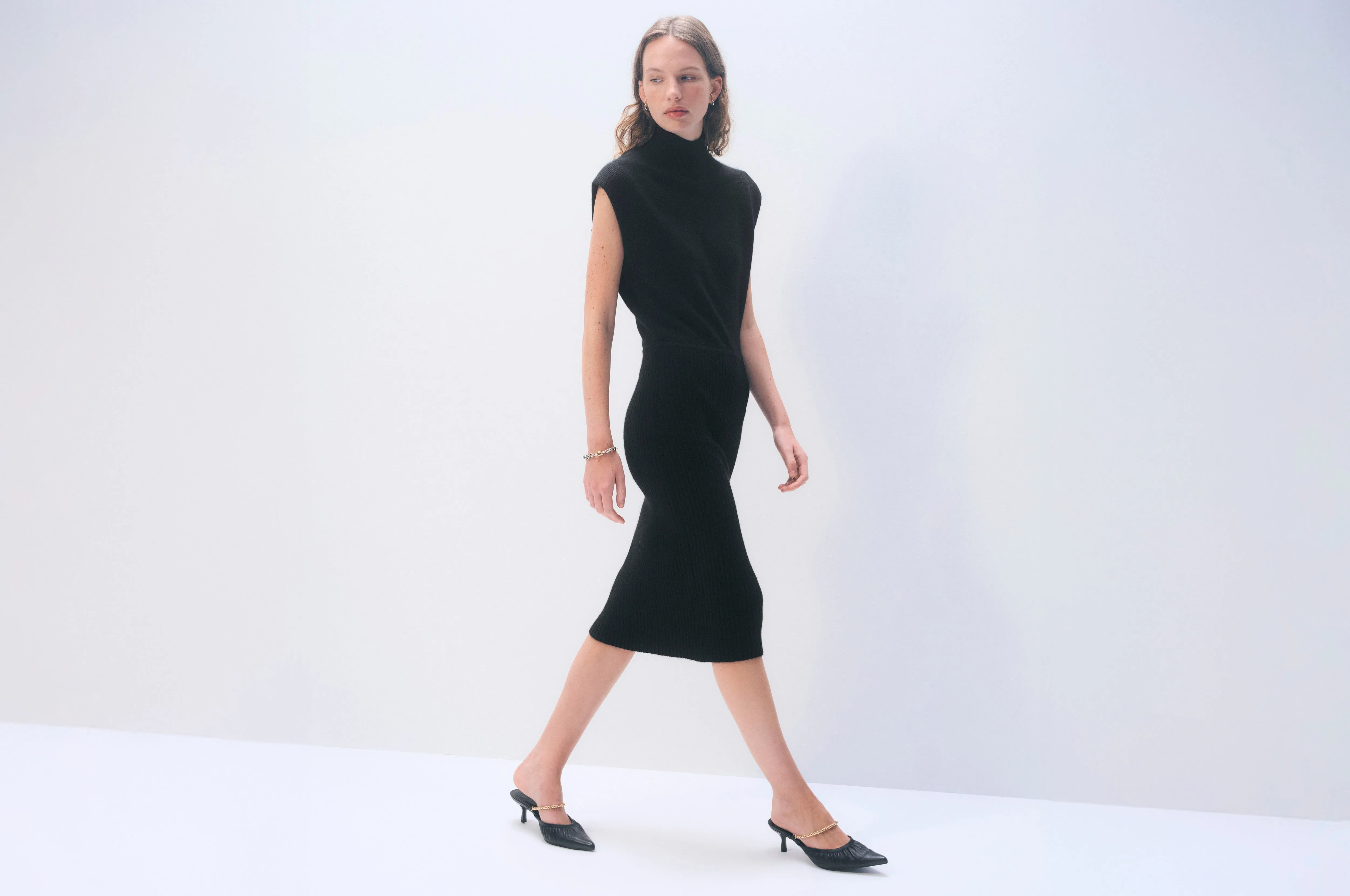 Cashmere Sleeveless Dress | Black sold by White + Warren product image thumbnail 5