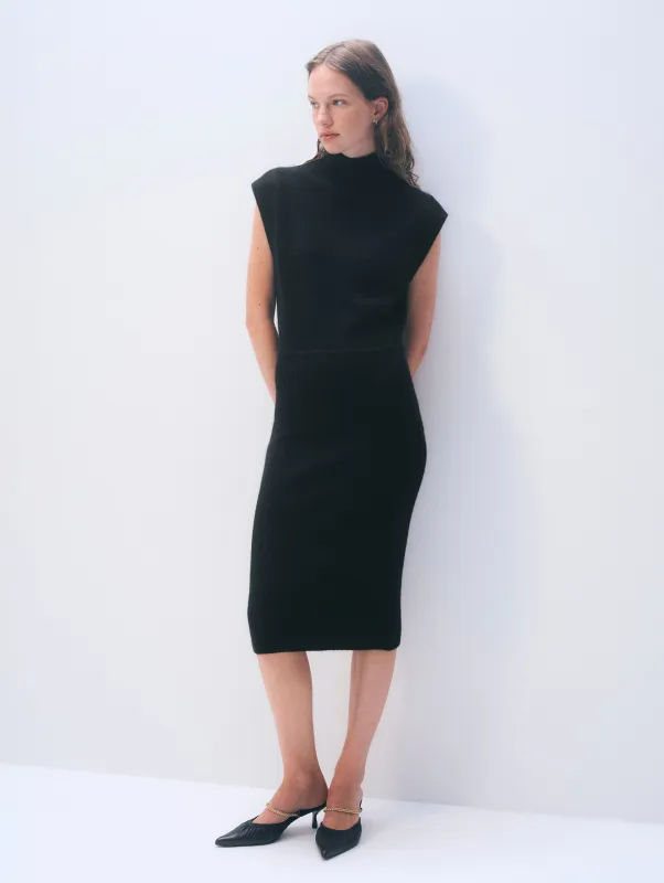 Cashmere Sleeveless Dress | Black sold by White + Warren