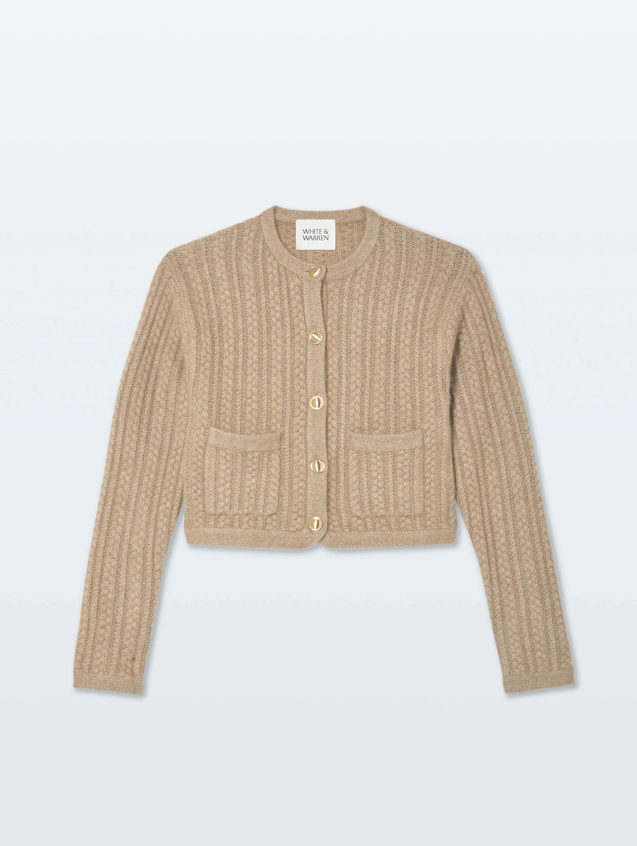 Cashmere Luxe Cable Cardigan | Taupe Heather sold by White + Warren product image thumbnail 4