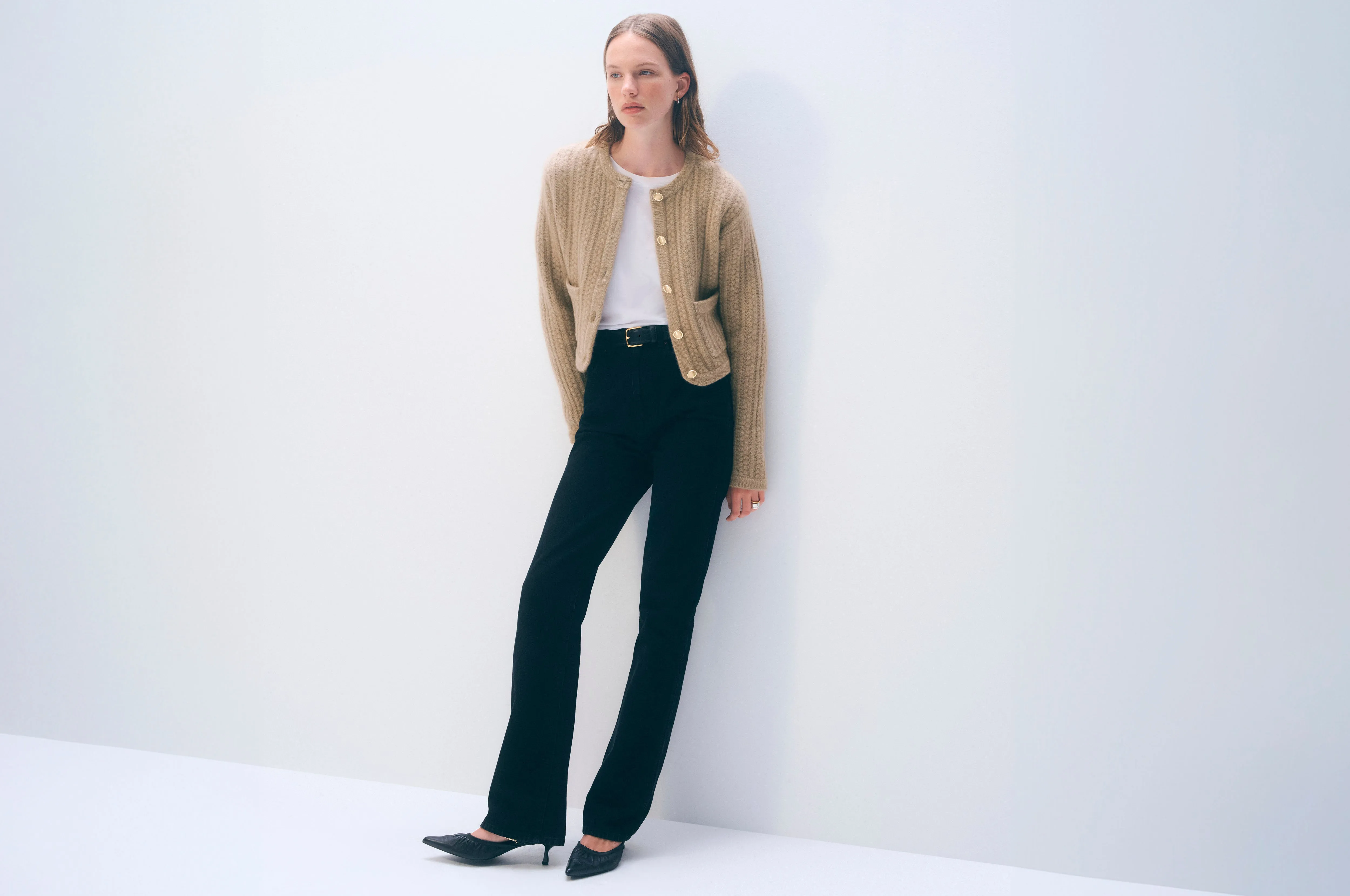 Cashmere Luxe Cable Cardigan | Taupe Heather sold by White + Warren product image thumbnail 5