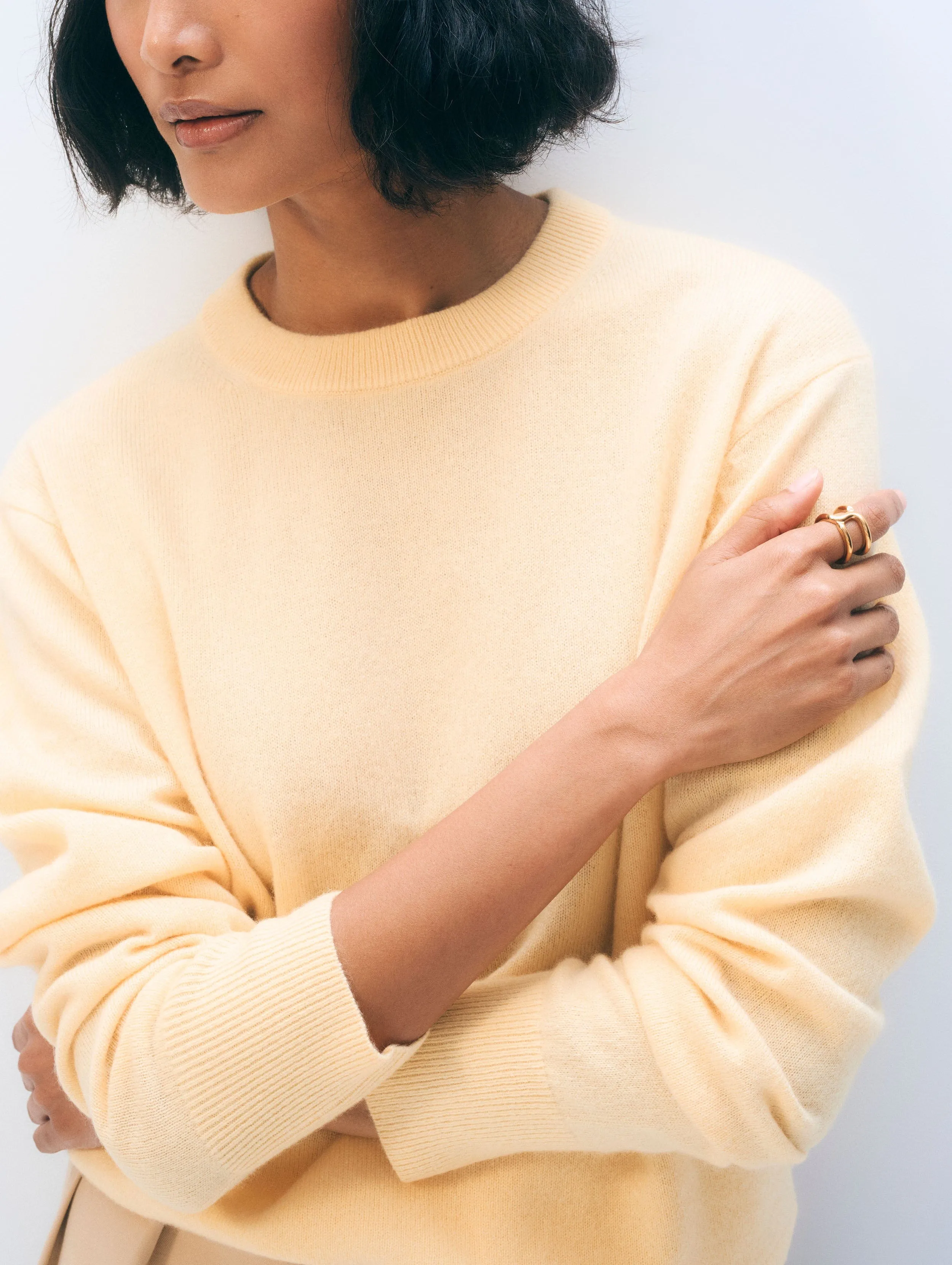 Cashmere Crewneck | Cornsilk sold by White + Warren product image thumbnail 2