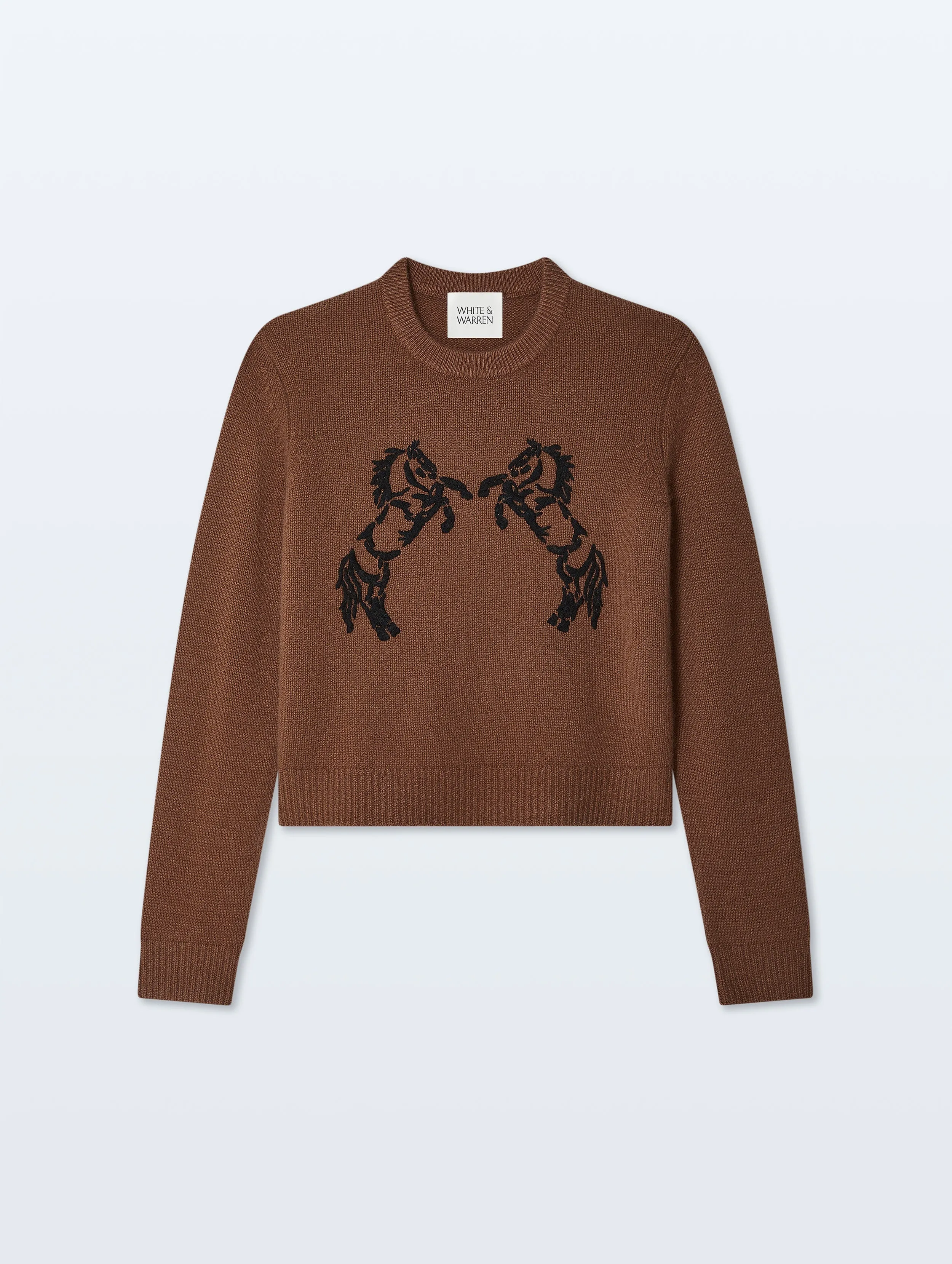 Cashmere Blend Horse Embroidered Crewneck | Umber & Black sold by White + Warren product image thumbnail 4
