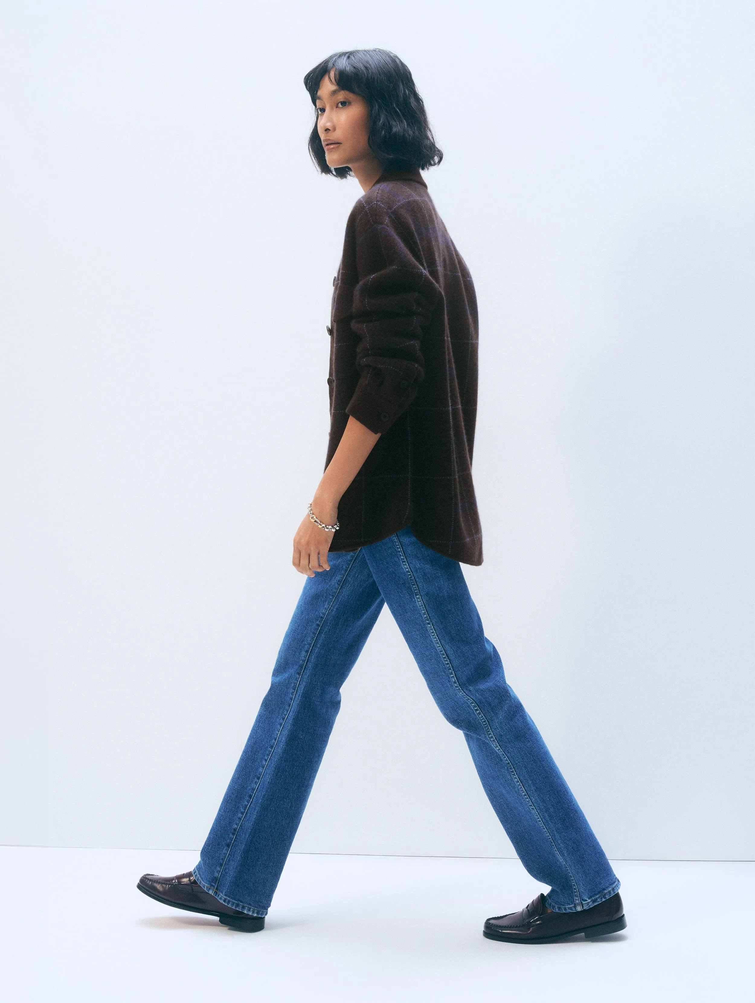 Cashmere Luxe Button Down Shacket | Dark Umber Combo sold by White + Warren product image thumbnail 3