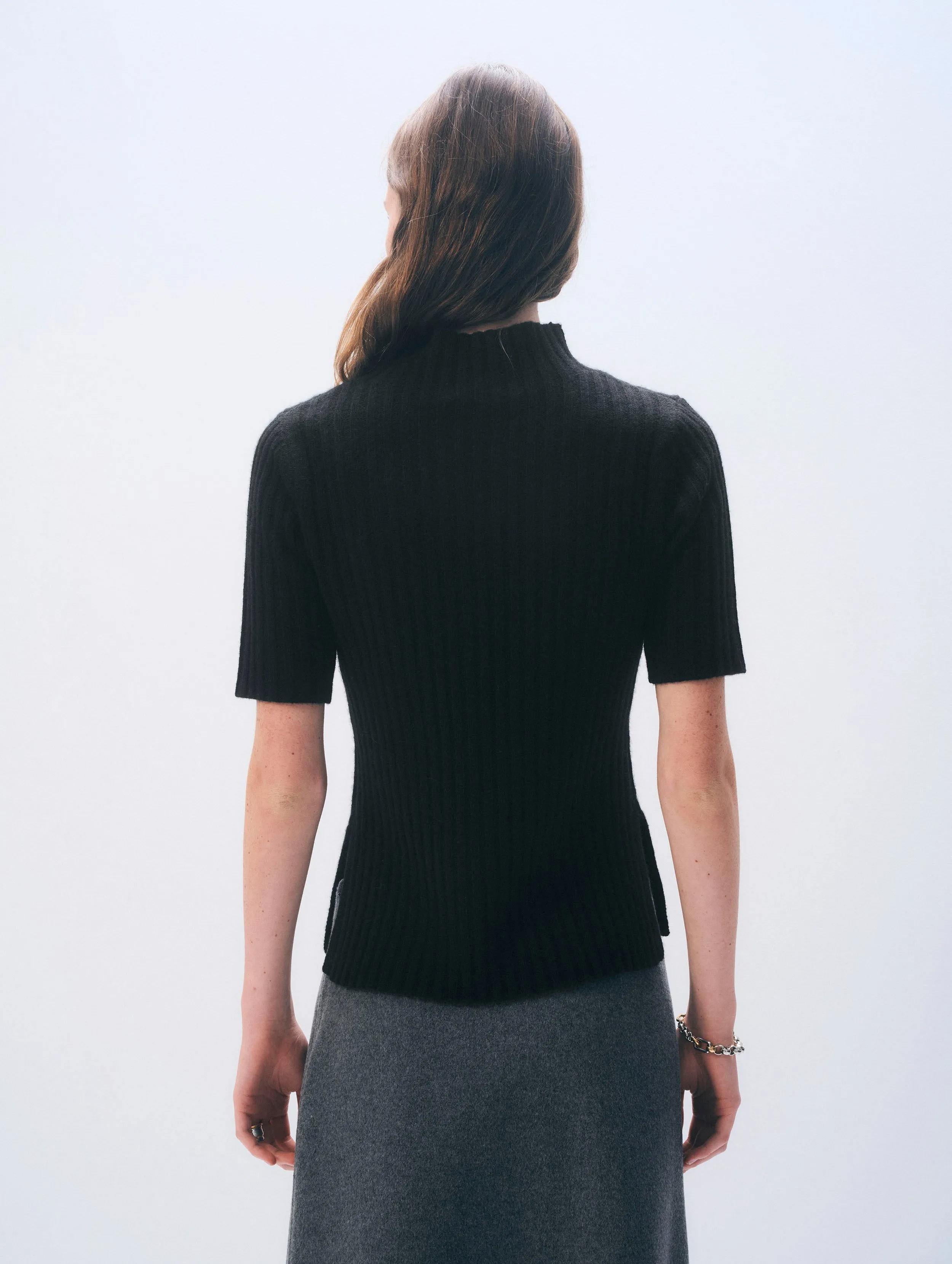 Cashmere Ribbed Mockneck | Black sold by White + Warren product image thumbnail 3
