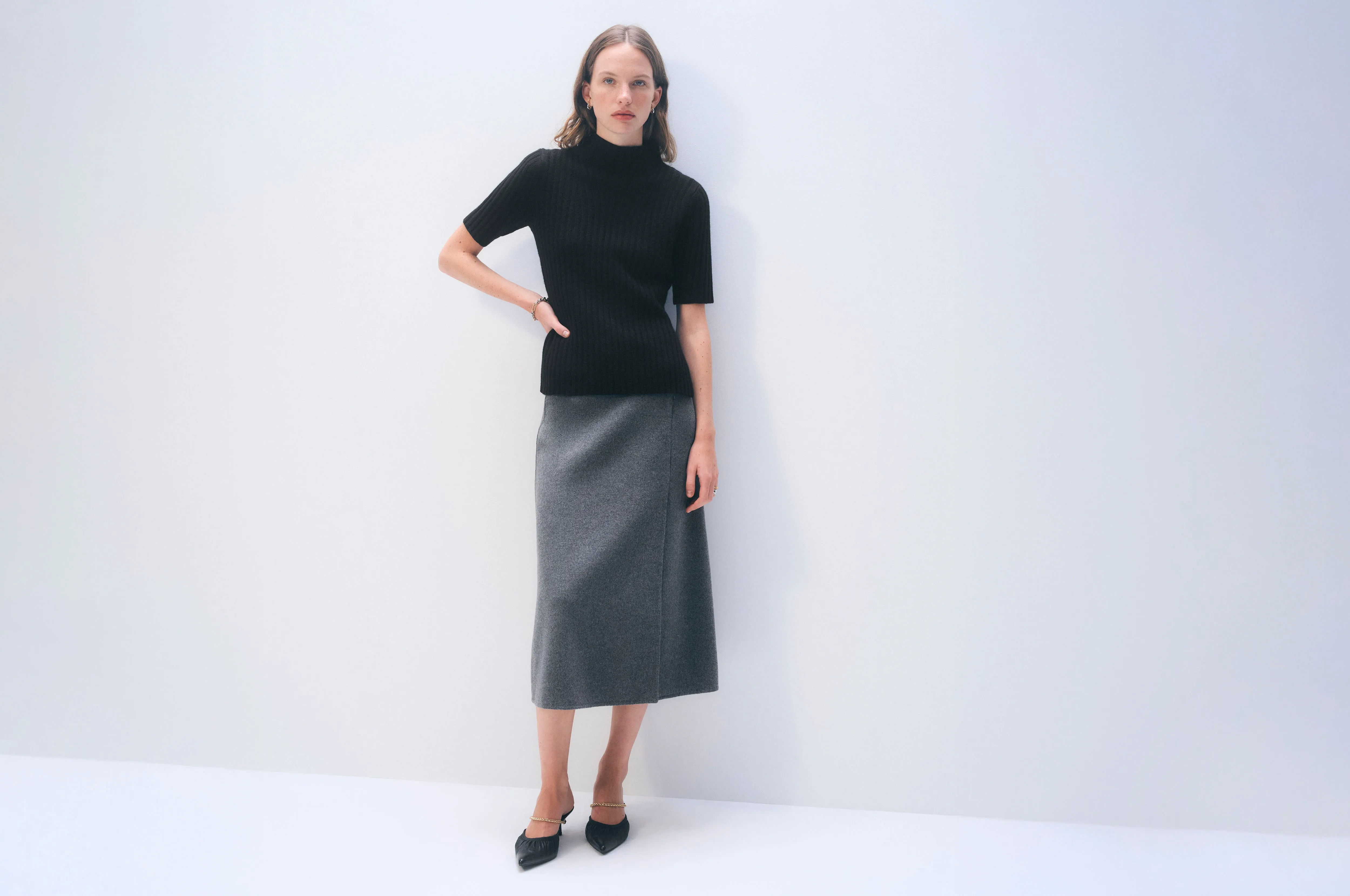 Cashmere Ribbed Mockneck | Black sold by White + Warren product image thumbnail 5