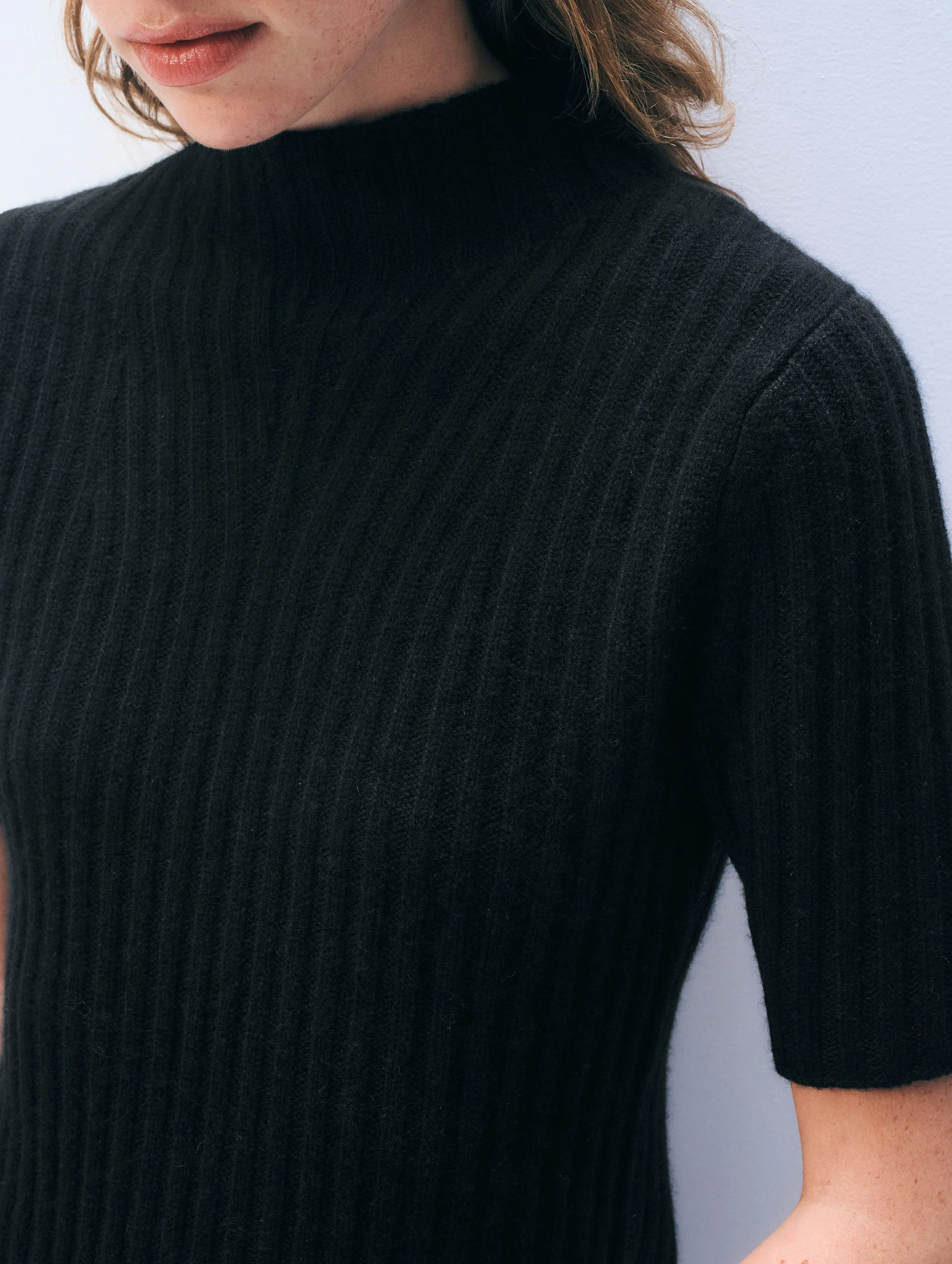Cashmere Ribbed Mockneck | Black sold by White + Warren product image thumbnail 2