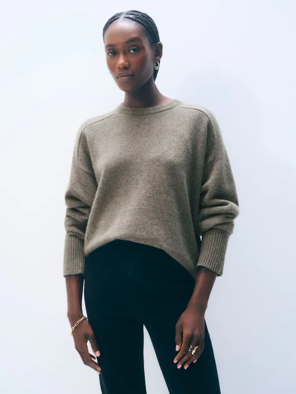 Cashmere Saddle Sleeve Crewneck sold by White + Warren