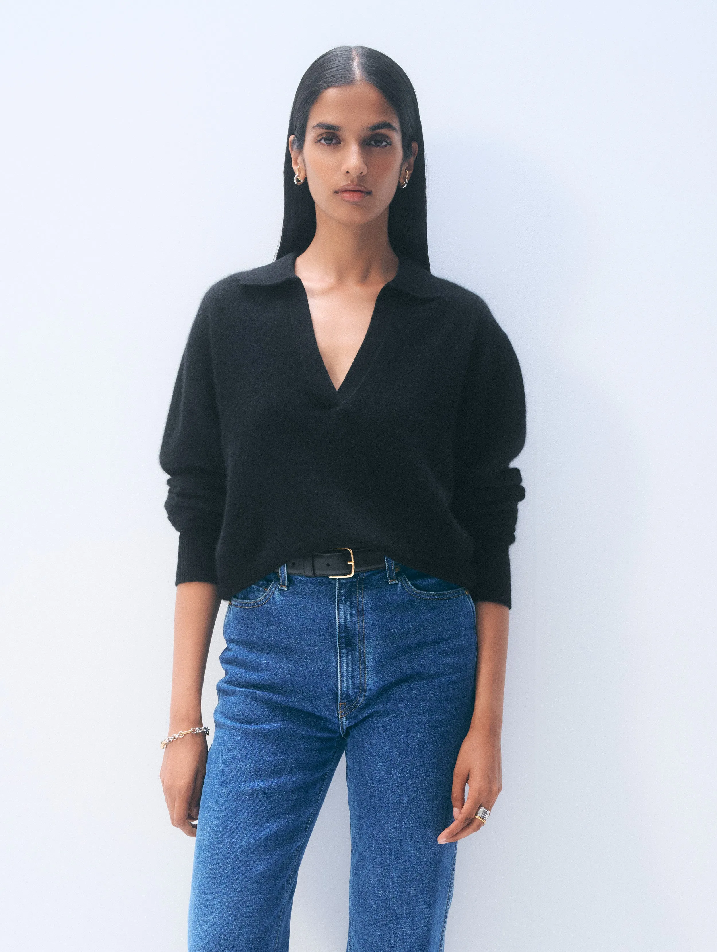 Cashmere Long-Sleeved Polo sold by White + Warren product image thumbnail 3