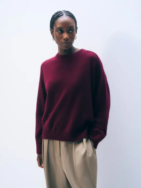 Cashmere Saddle Sleeve Crewneck | Sangria sold by White + Warren