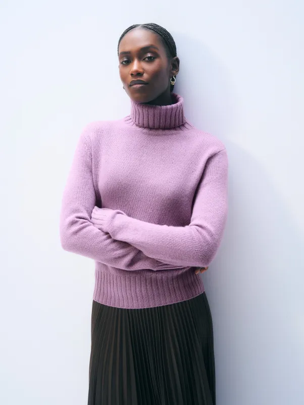 Cashmere Featherweight Turtleneck | Soft Plum sold by White + Warren