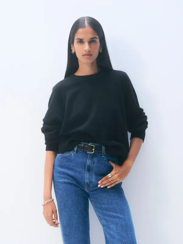 Cashmere Easy Sweatshirt | Black sold by White + Warren