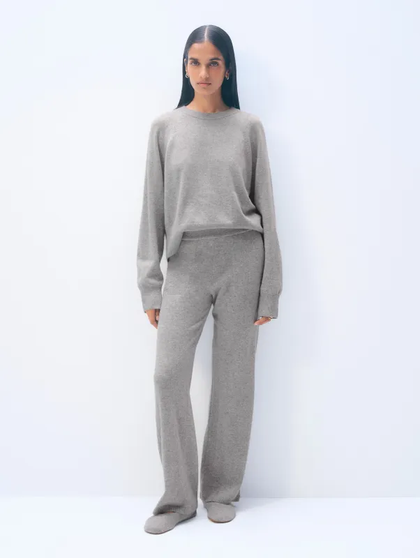 Cashmere Wide Leg Pant | Grey Heather sold by White + Warren