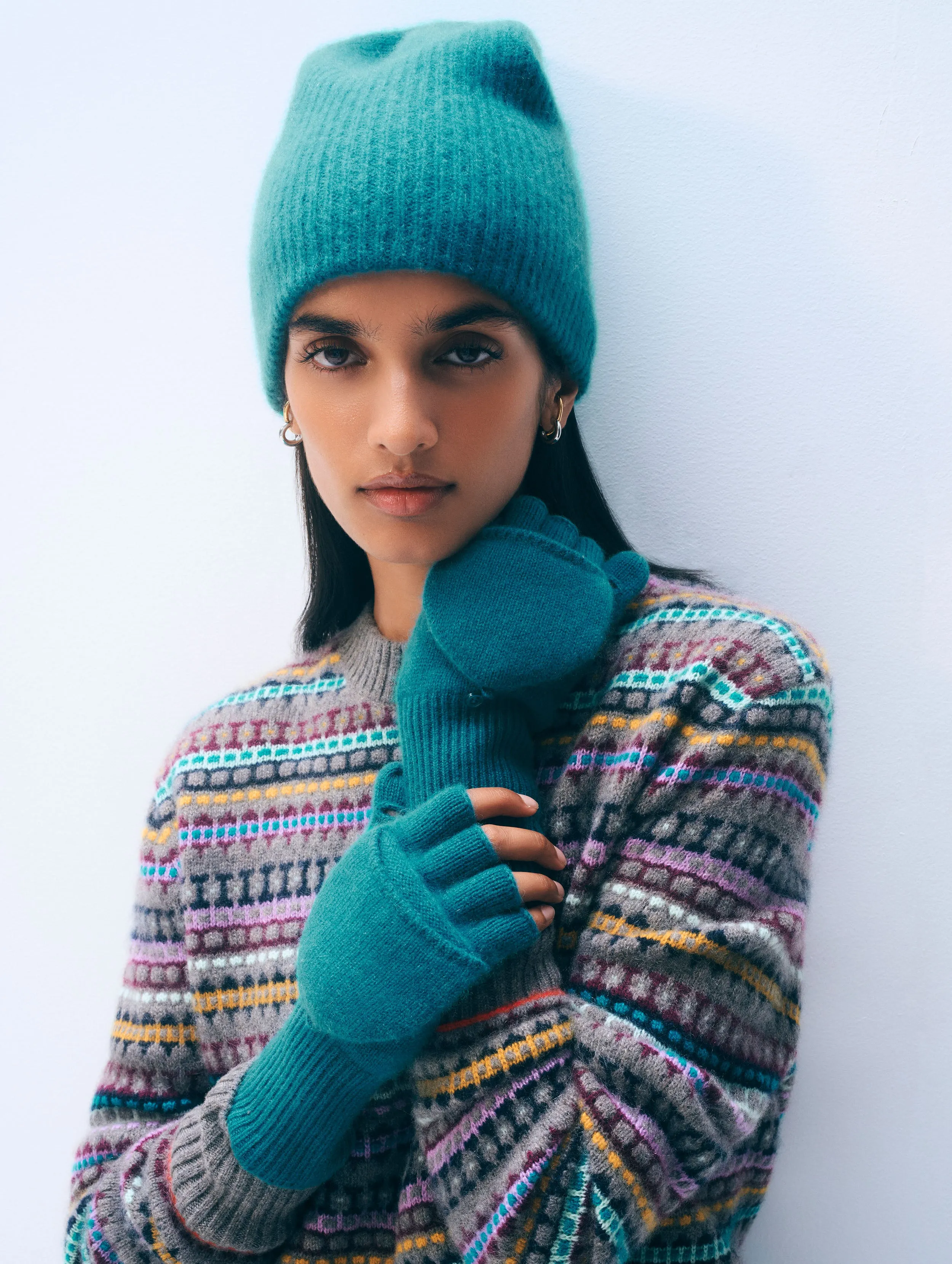 Cashmere Pop Top Glove | Deep Water Teal sold by White + Warren