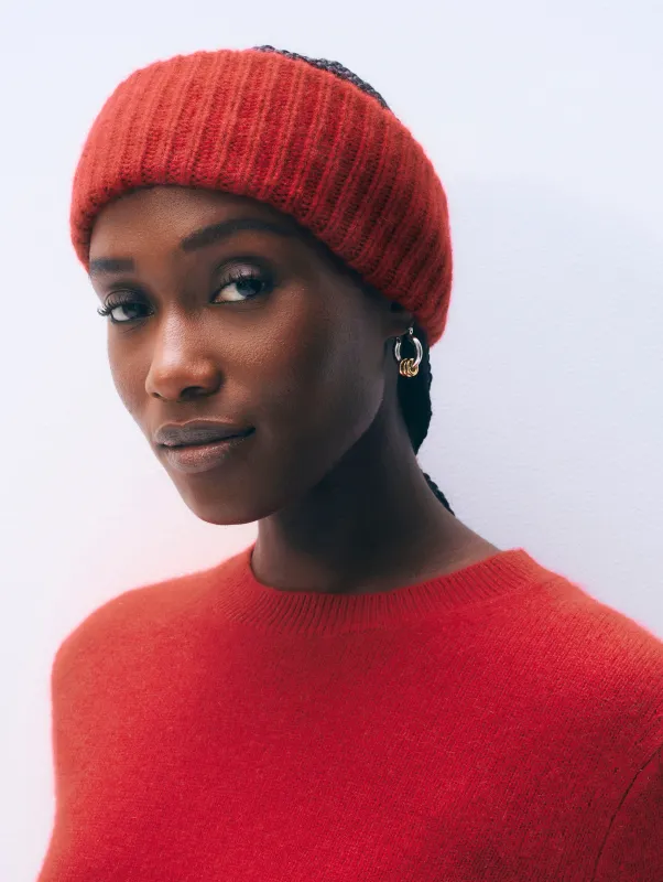 Cashmere Ribbed Headband | Deep Crimson sold by White + Warren