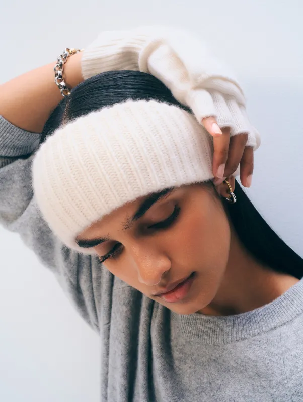 Cashmere Ribbed Headband | Soft White sold by White + Warren