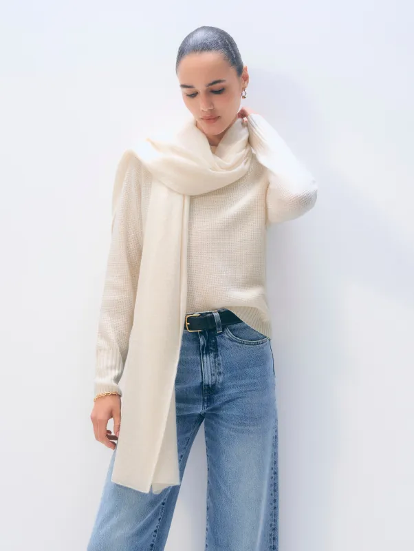 Cashmere Mini Scarf | Soft White sold by White + Warren