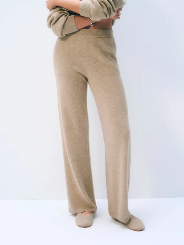 Cashmere Wide Leg Pant | Taupe Heather made by White + Warren