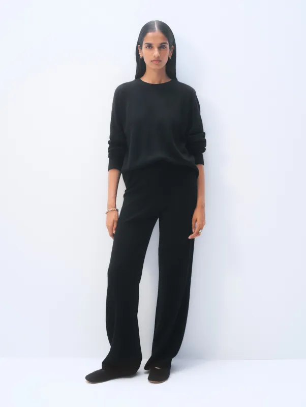 Cashmere Wide Leg Pant | Black sold by White + Warren