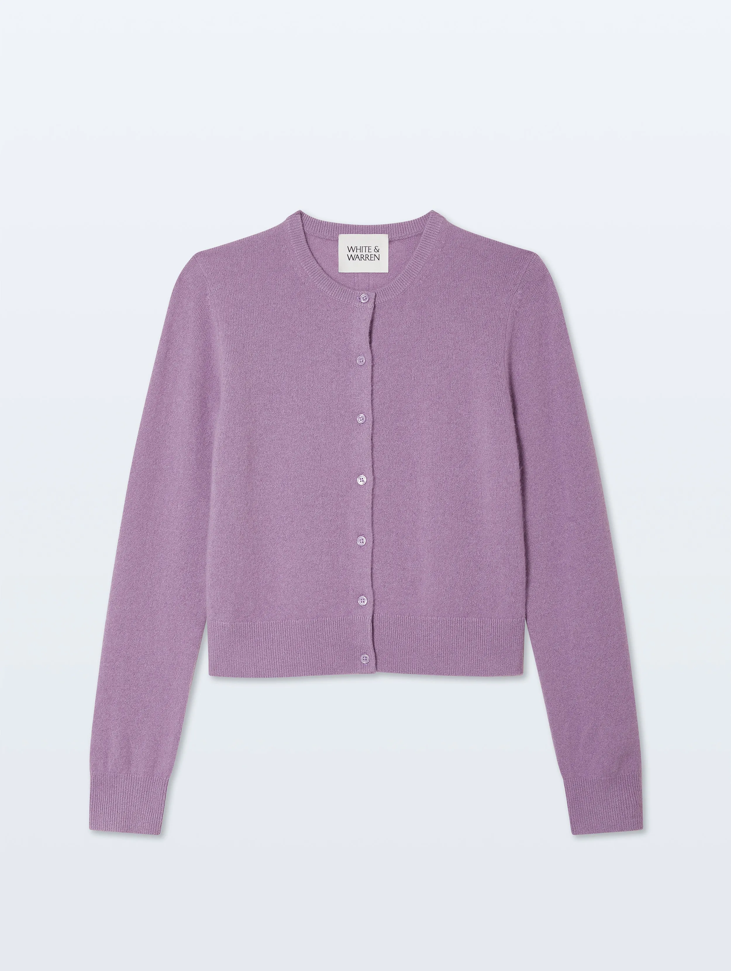 Cashmere Crewneck Cardigan | Soft Plum sold by White + Warren product image thumbnail 4