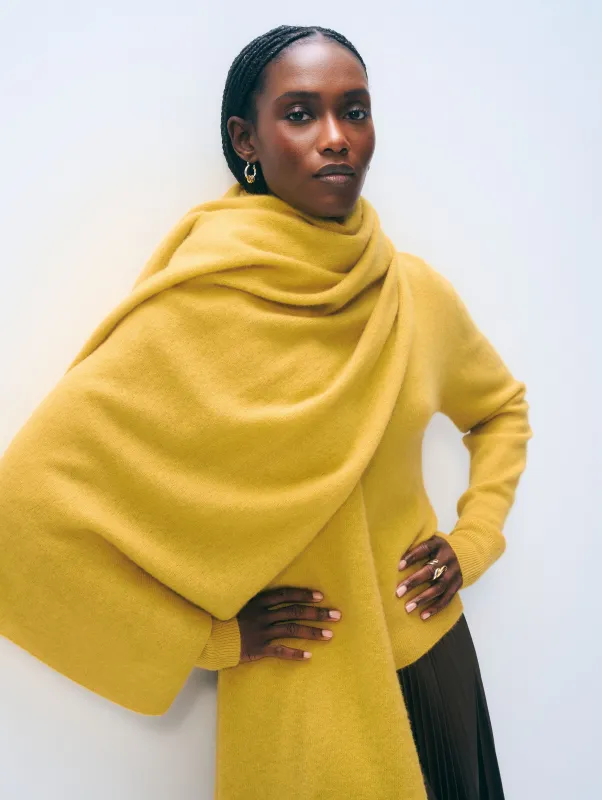 Cashmere Travel Wrap | Chartreuse Yellow sold by White + Warren